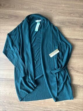 RD Style Teal Open-Front Draped Cardigan